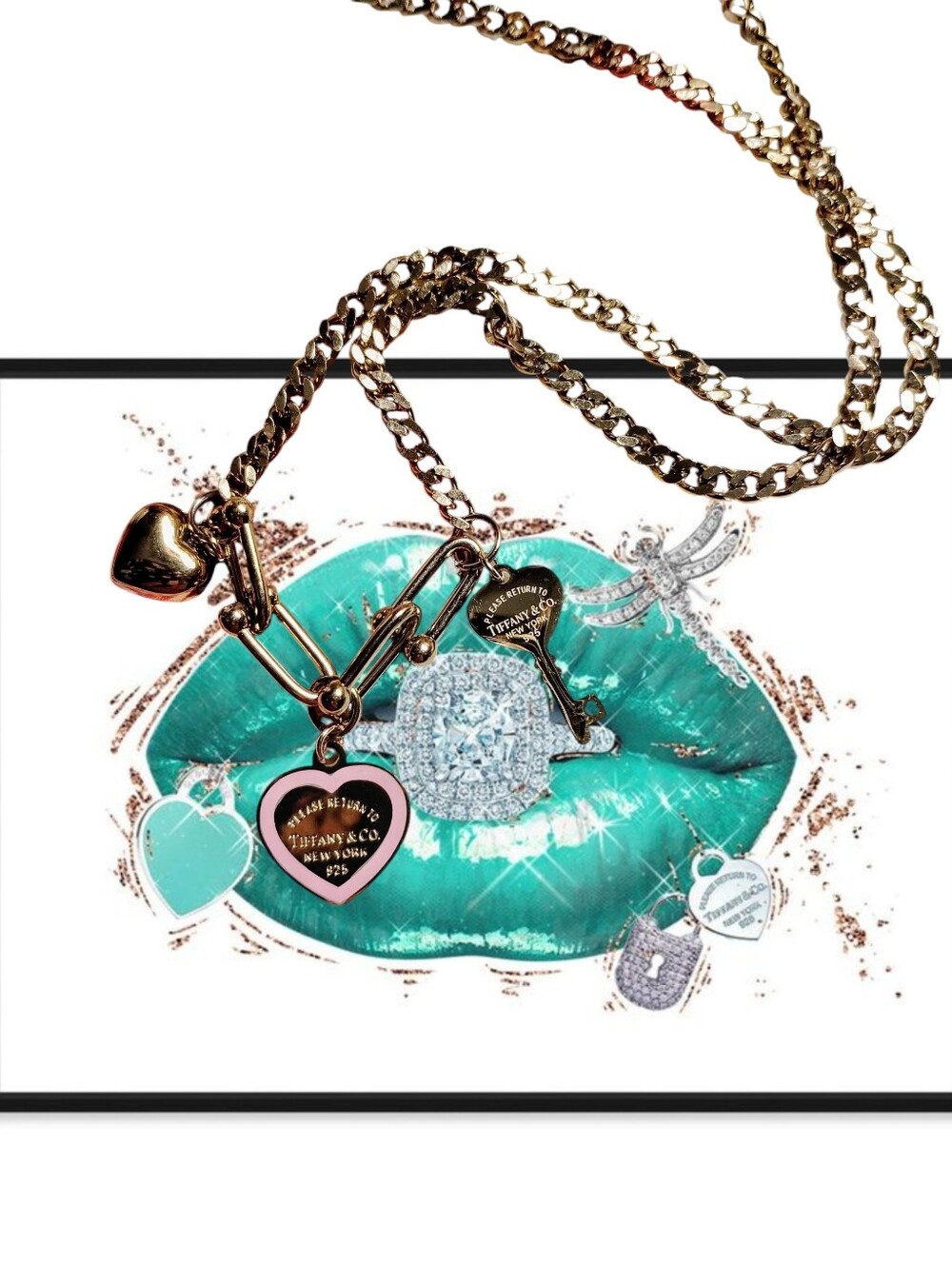 🗝️🩷T•Gold Tone Luxury Beauty Necklace🗝️🩷